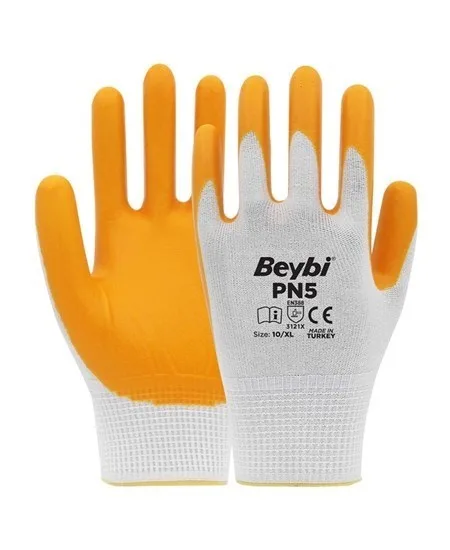 Beybi Nitril Poly Pn5 10xl Beden Sarı-beyaz Eldiven