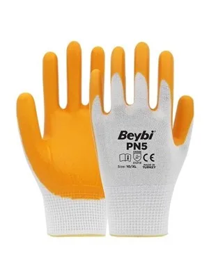 Beybi Nitril Poly Pn5 10xl Beden Sarı-beyaz Eldiven