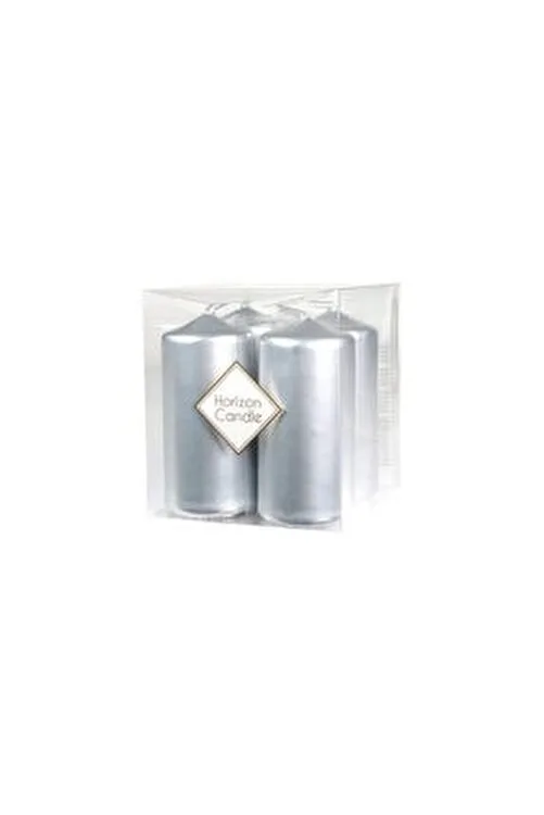 Horizon Candle 3.5x5 Cm Bar Mum 4"lü Varak Gümüş