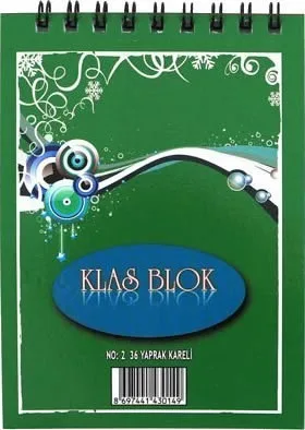 Klas 12.5x9 Cm Karton Kapak Spiralli Not Defteri Kareli 36yp No:2