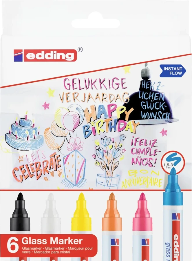 Edding 95 Cam Yazı Tahtası Kalemi 6 Renk Ed95k699