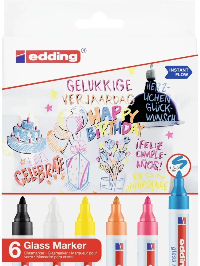 Edding 95 Cam Yazı Tahtası Kalemi 6 Renk Ed95k699