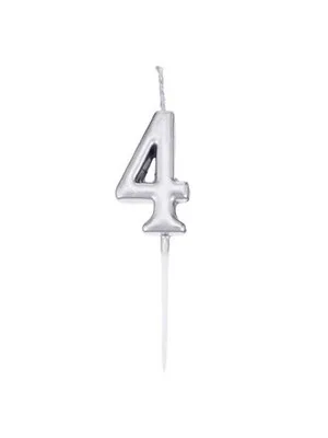 Nedi Çubuklu Mum Gümüş Seri 4 Rakamı M155s-4
