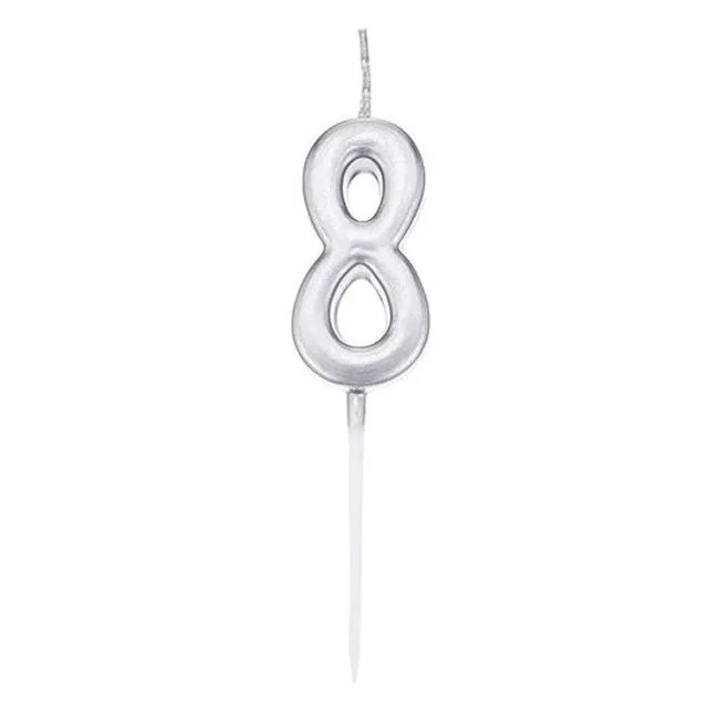Nedi Çubuklu Mum Gümüş Seri 8 Rakamı M155s-8
