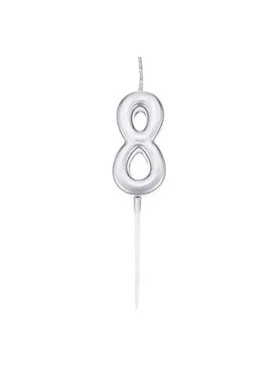 Nedi Çubuklu Mum Gümüş Seri 8 Rakamı M155s-8