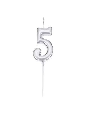 Nedi Çubuklu Mum Gümüş Seri 5 Rakamı M155s-5