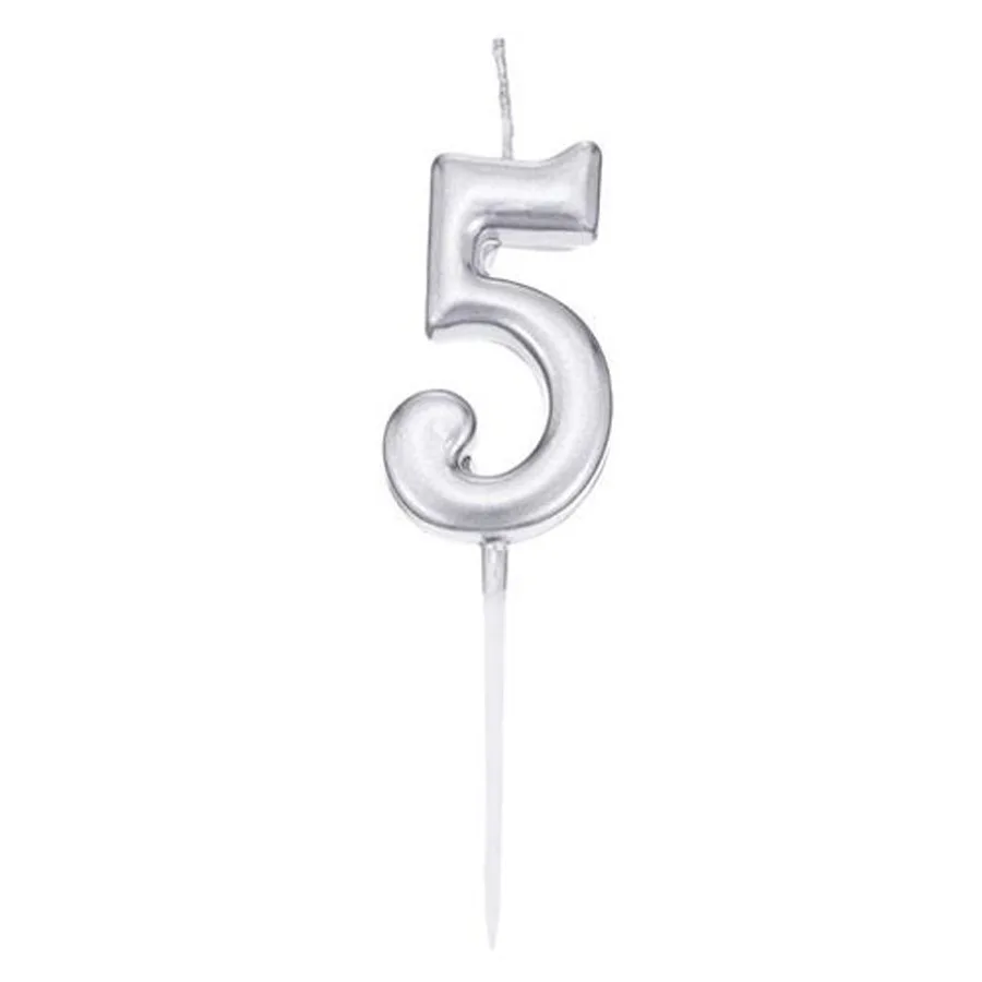 Nedi Çubuklu Mum Gümüş Seri 5 Rakamı M155s-5