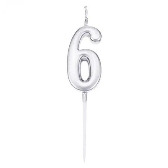 Nedi Çubuklu Mum Gümüş Seri 6 Rakamı M155s-6