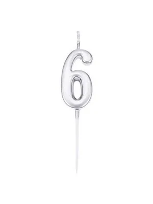 Nedi Çubuklu Mum Gümüş Seri 6 Rakamı M155s-6