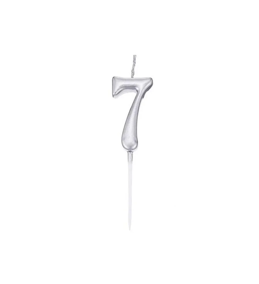 Nedi Çubuklu Mum Gümüş Seri 7 Rakamı M155s-7