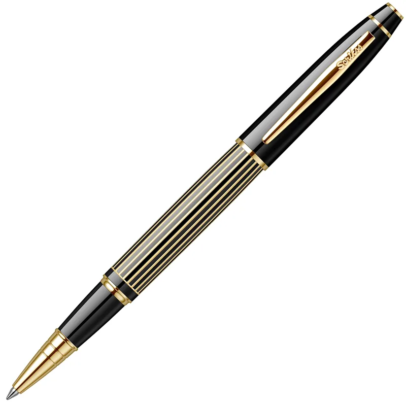 Scrikss 35l Roller Kalem Çizgi Desenli Siyah Altın