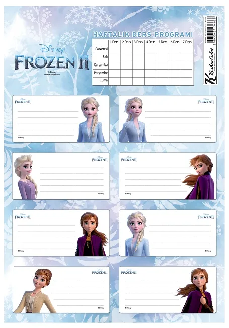 Keskin Color Frozen Iı Okul Etiketi Ders Programlı 3 Lü 220130-92