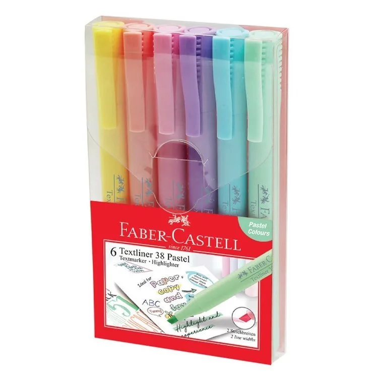 Faber Castell 38 Fosforlu Kalem 6 Renk Pastel 158218