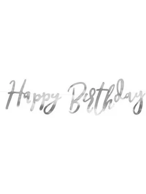 Nedi Oynar Yazı Metalize Banner 'happy Birthday' Gümüş 05018