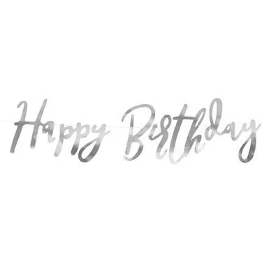 Nedi Oynar Yazı Metalize Banner 'happy Birthday' Gümüş 05018