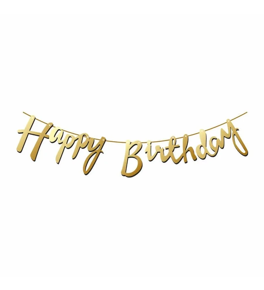 Nedi Oynar Yazı Metalize Banner 'happy Birthday' Altın 05017
