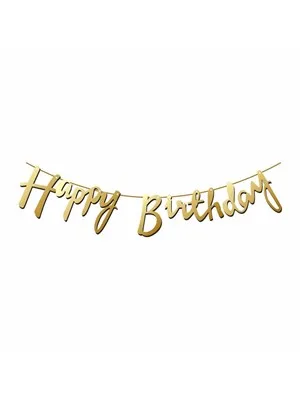 Nedi Oynar Yazı Metalize Banner 'happy Birthday' Altın 05017