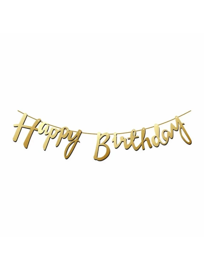 Nedi Oynar Yazı Metalize Banner 'happy Birthday' Altın 05017