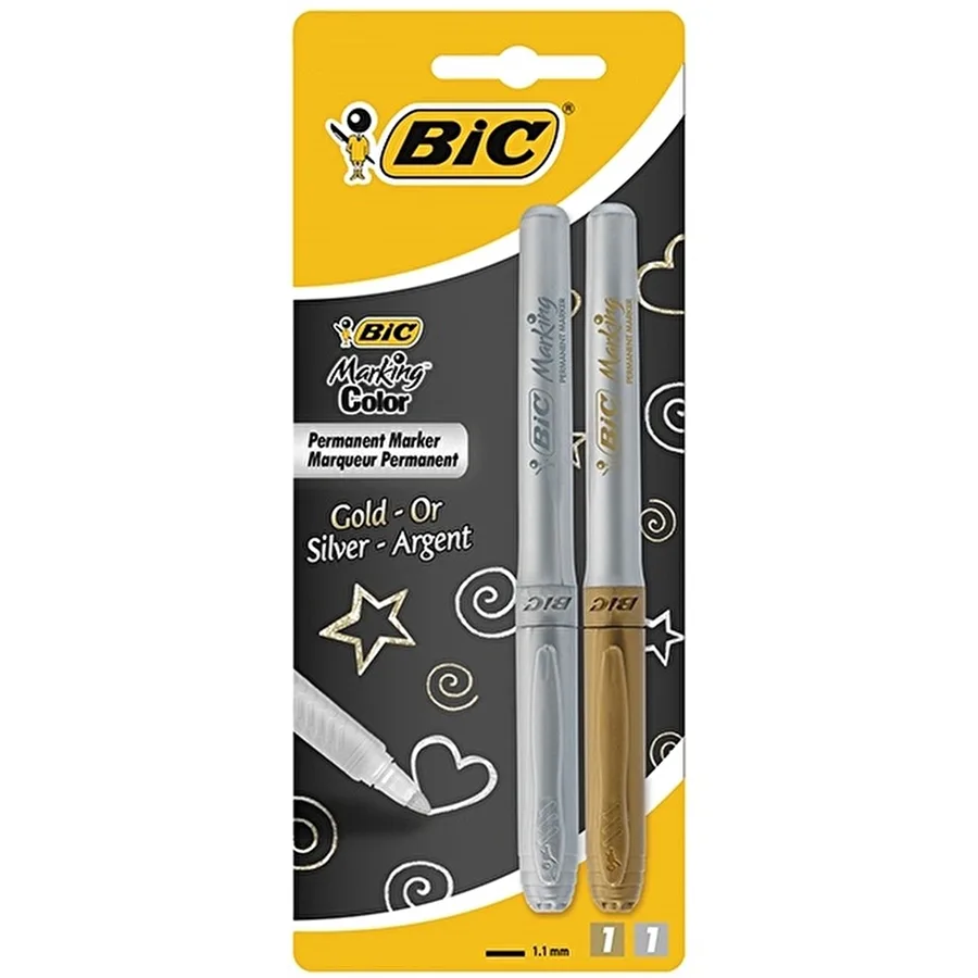 Bic Permanent Marker Kalem Sılver-gold 2 Li 92611