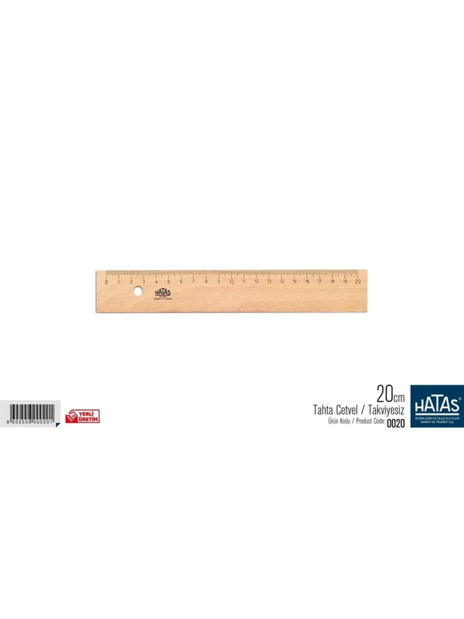 Hatas 20 Cm Cetvel Ahşap 0020