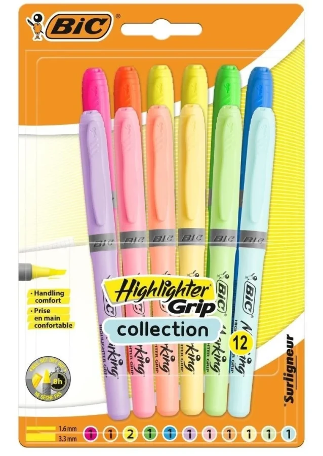 Bic Highlighter Grip Collection Fosforlu Kalem 12 Renk 992562