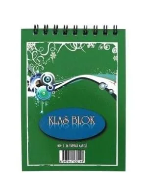 Klas 14.5x10.5 Cm Karton Kapak Spiralli Not Defteri Kareli 36yp No:3