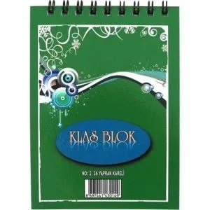 Klas 14.5x10.5 Cm Karton Kapak Spiralli Not Defteri Kareli 36yp No:3