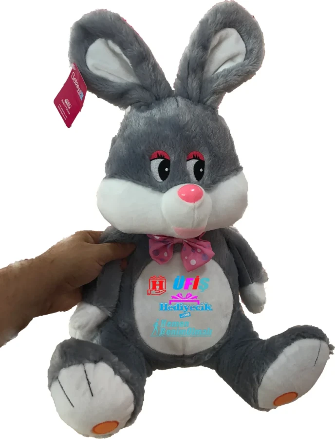 Selay 40 Cm Peluş Oturan Tavşan Gri 1261