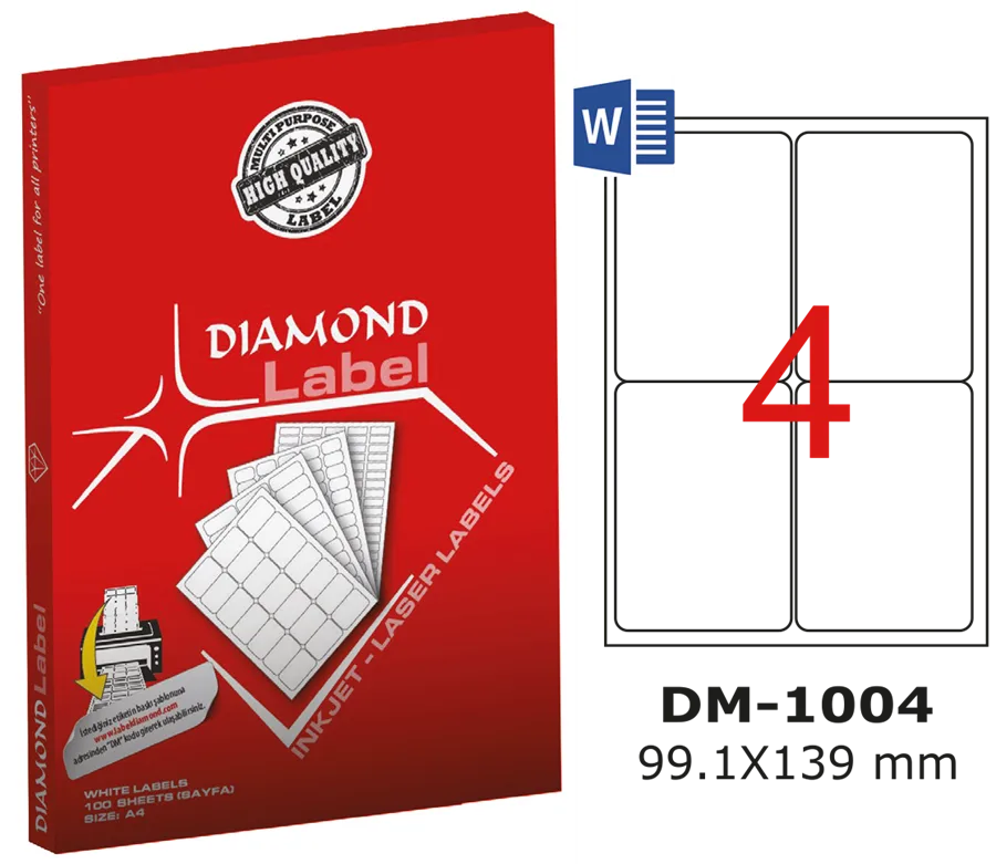 Diamond Label 99.1x139 Mm A4 Laser Etiket 100"lü Dm-1004