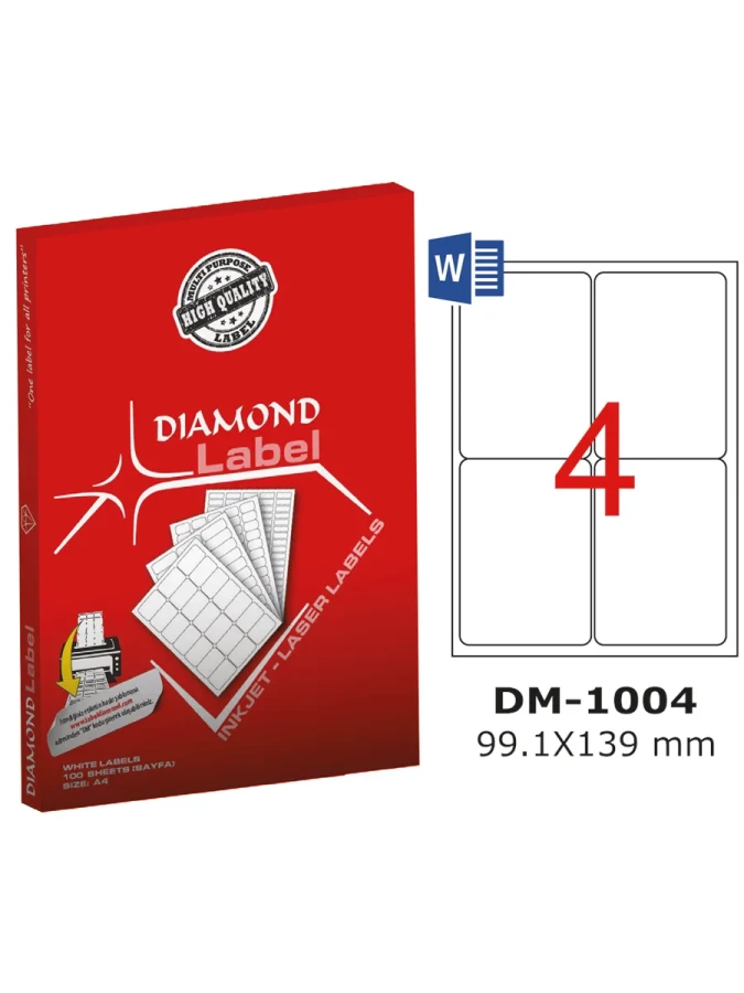 Diamond Label 99.1x139 Mm A4 Laser Etiket 100"lü Dm-1004