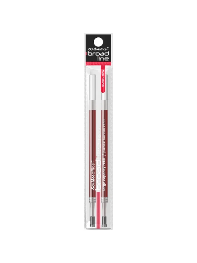 Scrikss 1.0 Mm Broadline Jel Kalem Refili Kırmızı 2"li