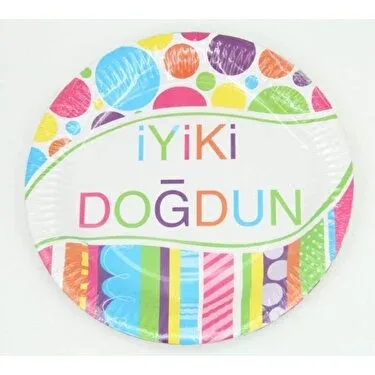 Nedi 22 Cm Karton Tabak 8 Li İyiki Doğdun Gökkuşağı 38965
