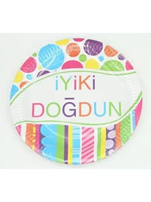 Nedi 22 Cm Karton Tabak 8 Li İyiki Doğdun Gökkuşağı 38965