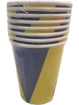 Nedi Karton Bardak 8"li Sarı-lacivert 38192
