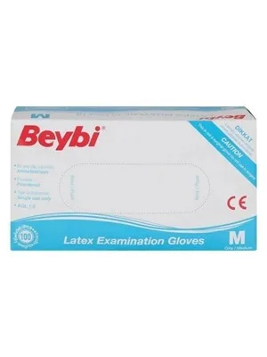 Beybi Lateks Pudrasız Muayene Eldiveni Medium Beyaz 100"lü
