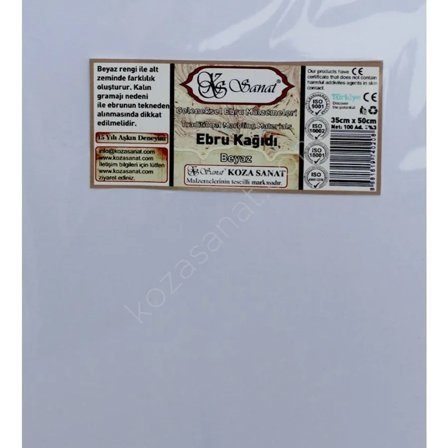 Koza 35x50 Ebru Kağıdı Beyaz 100"lü