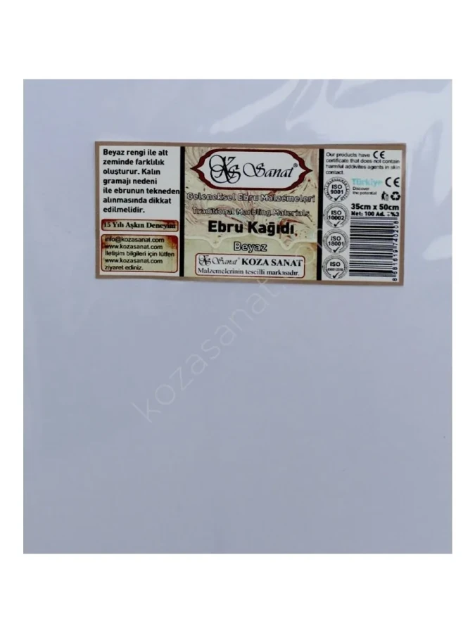 Koza 35x50 Ebru Kağıdı Beyaz 100"lü