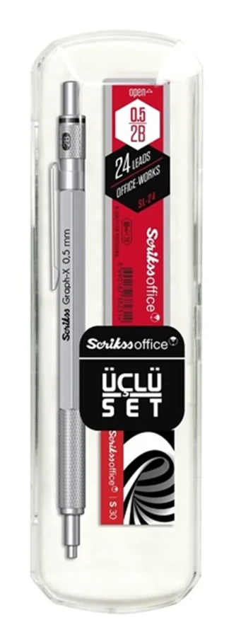 Scrikss Graph-x Metal Versatil Kalem+silgi+min 0.5 Saten Gri