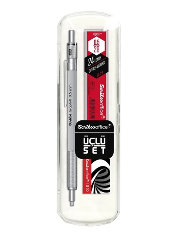 Scrikss Graph-x Metal Versatil Kalem+silgi+min 0.5 Saten Gri