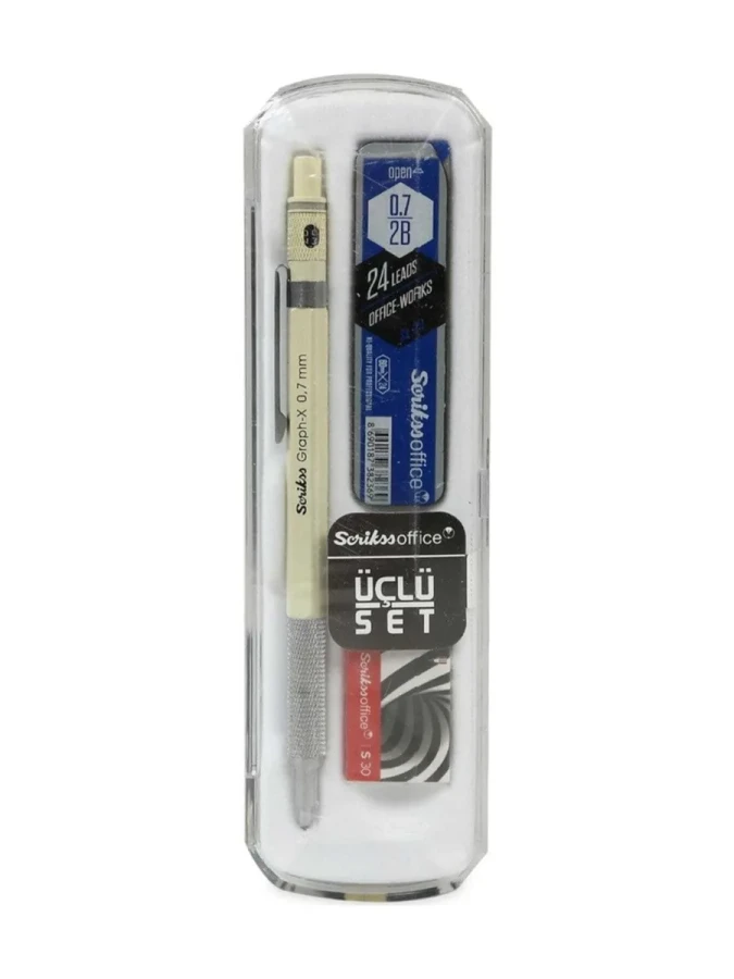 Scrikss Graph-x Metal Versatil Kalem+silgi+min 0.7 Beyaz