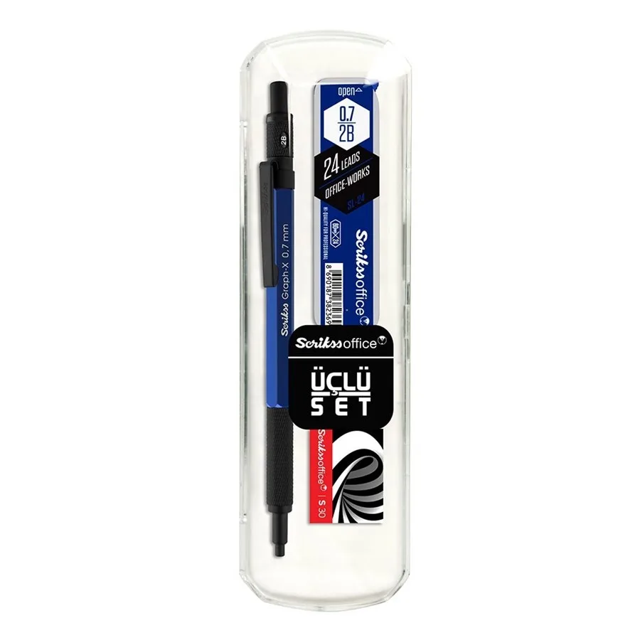 Scrikss Graph-x Metal Versatil Kalem+silgi+min 0.7 Mavi