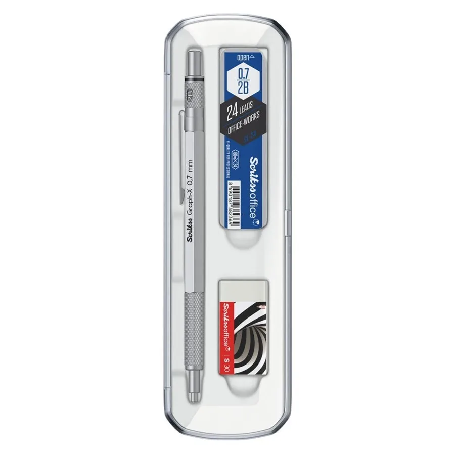 Scrikss Graph-x Metal Versatil Kalem+silgi+min 0.7 Saten Gri