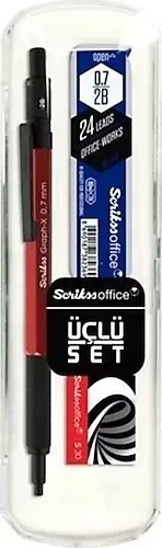 Scrikss Graph-x Metal Versatil Kalem+silgi+min 0.7 Kırmızı