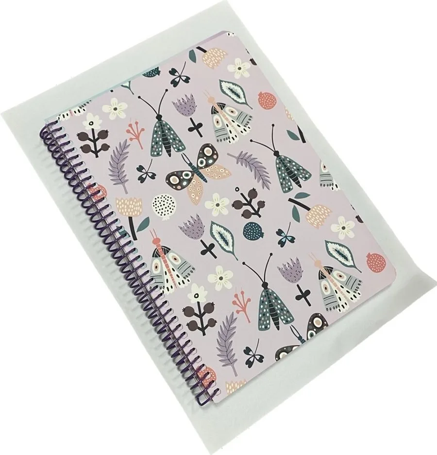 Lizy 17x24 Karton Kapak Spiralli İçi Renkli Çizgili Defter 100yp Sprb5