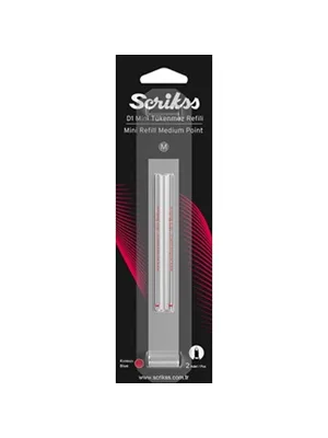 Scrikss D1 M (medıum) Kısa Tip Tükenmez Kalem Yedeği Mini (refil) 2"li Mavi