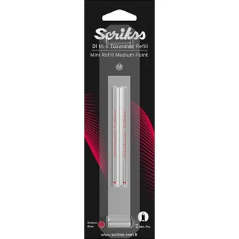 Scrikss D1 M (medıum) Kısa Tip Tükenmez Kalem Yedeği Mini (refil) 2"li Mavi