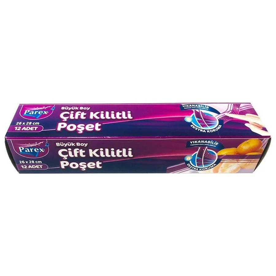 Parex 26x28 Cm Çift Kilitli Büyük Boy Buzdolabı Poşeti 10"lu 1909460
