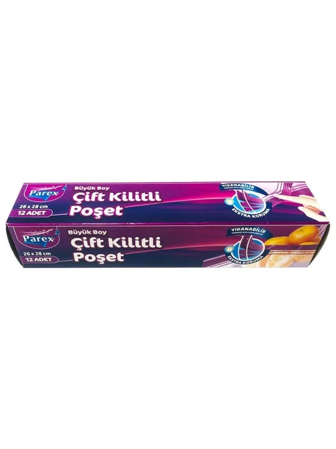 Parex 26x28 Cm Çift Kilitli Büyük Boy Buzdolabı Poşeti 10"lu 1909460