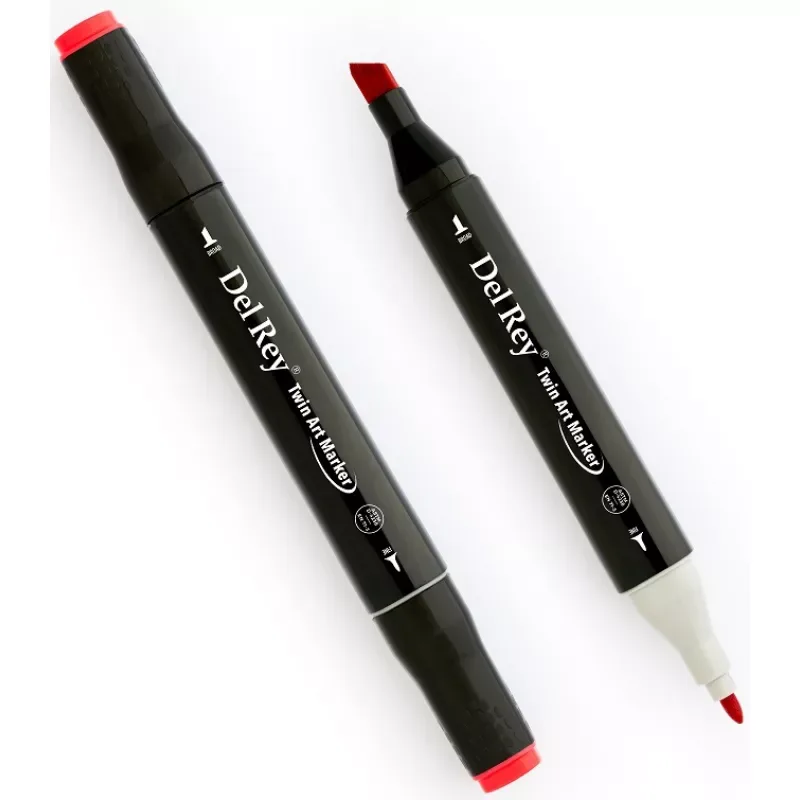 Del Rey Twin Çift Uçlu Marker Kalem R12 Coral Red