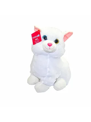 Selay 30 Cm Peluş Kalpli Kedi Beyaz 3007